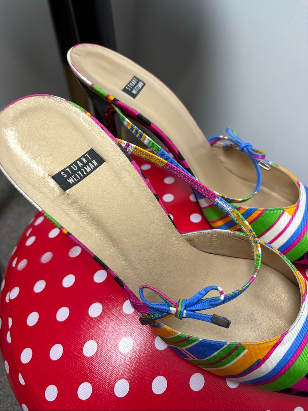 Stuart Weitzman Colorful Pattern Block Mule Heels - Picture 2 of 10